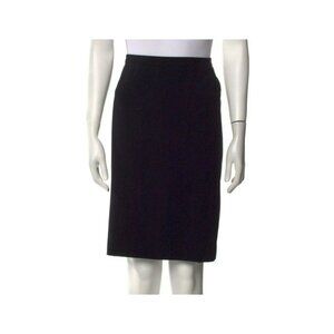 Giorgio Armani Black Pencil Skirt – Pleated Accents, Size M US 6 | IT‎ 42